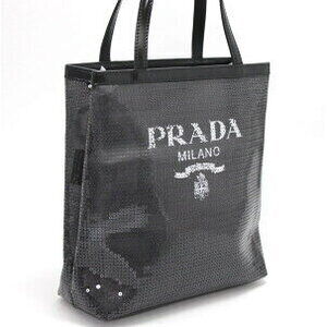 Prada mesh black sequin handbag